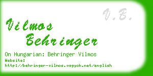 vilmos behringer business card